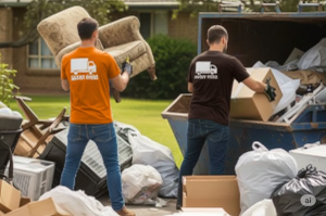 Two Hual Yeah Employees Packing a dumpseter in Rulo, NE